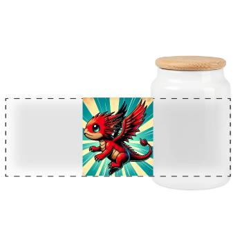 dragon - Boîte à biscuits avec couvercle en bois - blanc - Devant