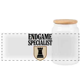 Spécialiste des Finales Échecs - Design Tour - Boîte à biscuits avec couvercle en bois - blanc - Devant