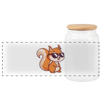 Schicke Eichhörnchen-Sonnenbrille - Panorama Keksdose mit Holzdeckel - Weiß - Vorne