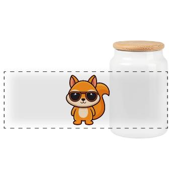Écureuil Cool - Lunettes de Soleil Style Kawaii - Boîte à biscuits avec couvercle en bois - blanc - Devant