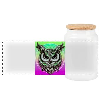 hibou - Boîte à biscuits avec couvercle en bois - blanc - Devant