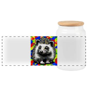 hérisson - Boîte à biscuits avec couvercle en bois - blanc - Devant