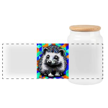 hérisson - Boîte à biscuits avec couvercle en bois - blanc - Devant