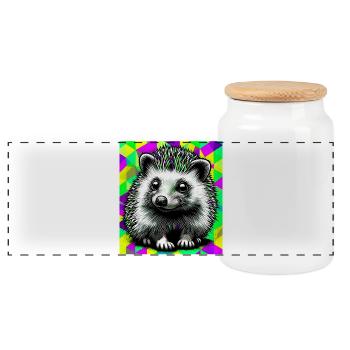 hérisson - Boîte à biscuits avec couvercle en bois - blanc - Devant