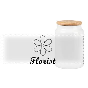 Artisan florist sleek floral logo - Panoramic Cookie Jar with Wooden Lid - white - Front