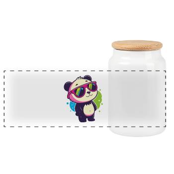 Niedliche Panda-Neonbrille - Panorama Keksdose mit Holzdeckel - Weiß - Vorne