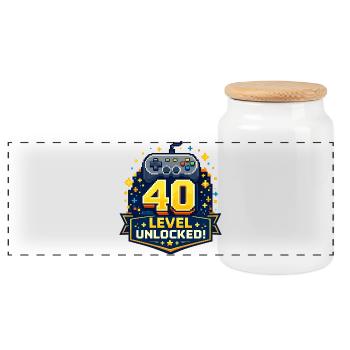 40 Level Freigeschaltet Retro Controller - Panorama Keksdose mit Holzdeckel - Weiß - Vorne
