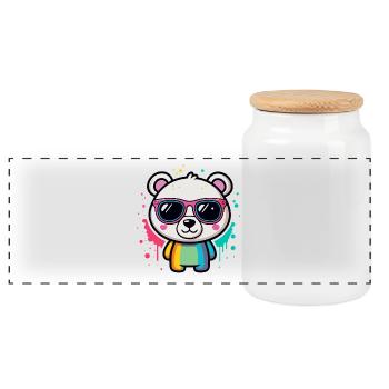 Regenbogenpanda-Brille - Panorama Keksdose mit Holzdeckel - Weiß - Vorne