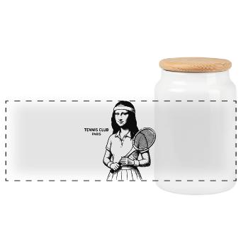 Art tennis, T-shirt du Tennis Club Paris, Sweat à capuche, sac - Boîte à biscuits avec couvercle en bois - blanc - Devant