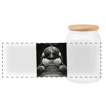 Fish Flashed - Panoramic Cookie Jar with Wooden Lid - white - Front