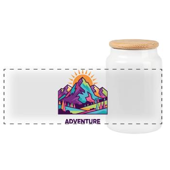 Vivid Summit Adventure - Panoramic Cookie Jar with Wooden Lid - white - Front