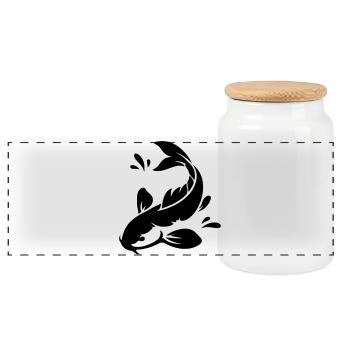Koi - Boîte à biscuits avec couvercle en bois - blanc - Devant