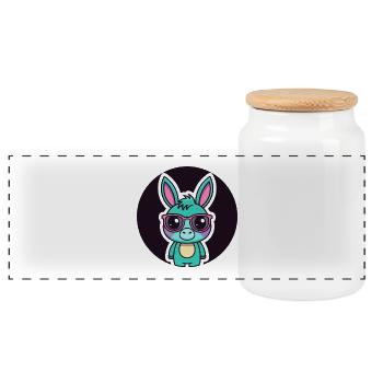 Little Donkey Turquoise Gläser Spaß - Panorama Keksdose mit Holzdeckel - Weiß - Vorne