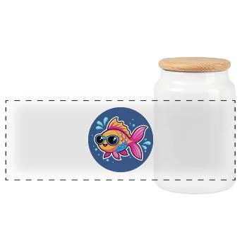 Poisson lunettes soleil vif - Boîte à biscuits avec couvercle en bois - blanc - Devant