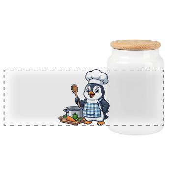 Cuisson des légumes de Penguin Chef - Boîte à biscuits avec couvercle en bois - blanc - Devant