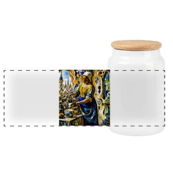 Mosaic - Panoramic Cookie Jar with Wooden Lid - white - Front