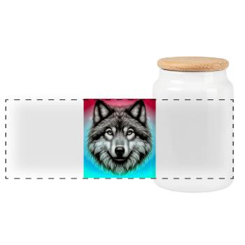 Wolf - Panorama Keksdose mit Holzdeckel - Weiß - Vorne