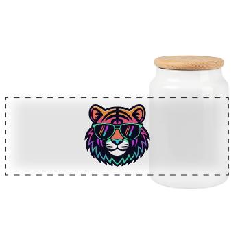 Tiger-Neon-Sonnenbrillen - Panorama Keksdose mit Holzdeckel - Weiß - Vorne