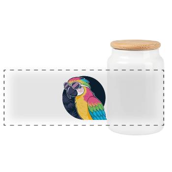 Rainbow Parrot Sunglasses - Panoramic Cookie Jar with Wooden Lid - white - Front