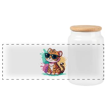 Tiger Splash bunte Sonnenbrillen - Panorama Keksdose mit Holzdeckel - Weiß - Vorne