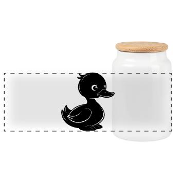 Petit canard - Boîte à biscuits avec couvercle en bois - blanc - Devant
