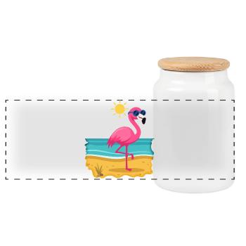 Flamenco bronzant n°1 - Boîte à biscuits avec couvercle en bois - blanc - Devant