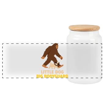 Lustiger Mops mit Bigfoot-Wächter-Hundeliebhaber - Panorama Keksdose mit Holzdeckel - Weiß - Vorne