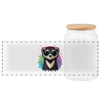Loutre arc-en-ciel lunettes bleues - Boîte à biscuits avec couvercle en bois - blanc - Devant