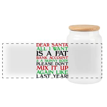 Dear Santa - Panoramic Cookie Jar with Wooden Lid - white - Front