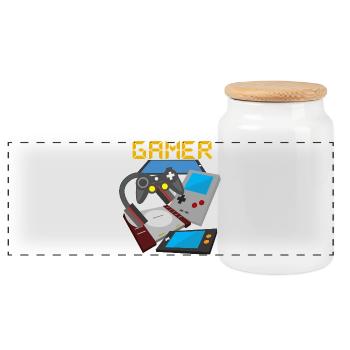 Mélange d’appareils rétro gamer – Nostalgie du jeu vidéo - Boîte à biscuits avec couvercle en bois - blanc - Devant