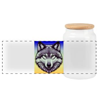 Wolf - Panorama Keksdose mit Holzdeckel - Weiß - Vorne