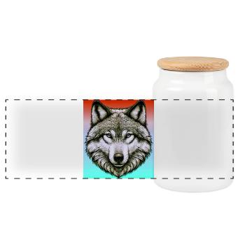 Wolf - Panorama Keksdose mit Holzdeckel - Weiß - Vorne
