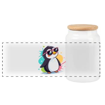 Pinguin Cool Pop Roseglasses - Panorama Keksdose mit Holzdeckel - Weiß - Vorne
