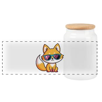 Fox Retro Neon Goggles - Panoramic Cookie Jar with Wooden Lid - white - Front