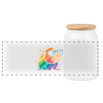 Meerschwinchen-Regenbogengläser - Panorama Keksdose mit Holzdeckel - Weiß - Vorne