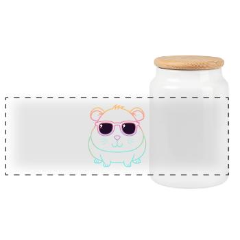 Guinea Pig Arc en Ciel Ligne et Lunettes - Boîte à biscuits avec couvercle en bois - blanc - Devant