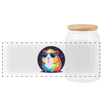 Hamster arc-en-ciel lunettes de soleil - Boîte à biscuits avec couvercle en bois - blanc - Devant