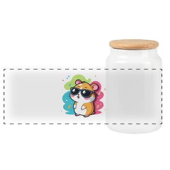 Hamster Fun Lunettes Cool - Boîte à biscuits avec couvercle en bois - blanc - Devant
