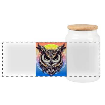 hibou - Boîte à biscuits avec couvercle en bois - blanc - Devant