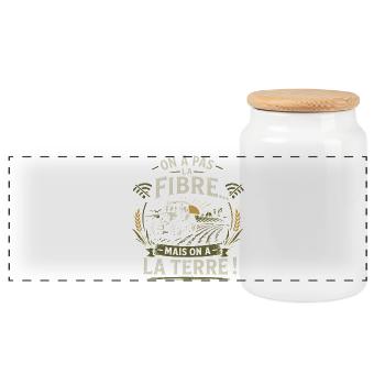 On n’a pas la fibre mais on a la terre agriculteur - Boîte à biscuits avec couvercle en bois - blanc - Devant