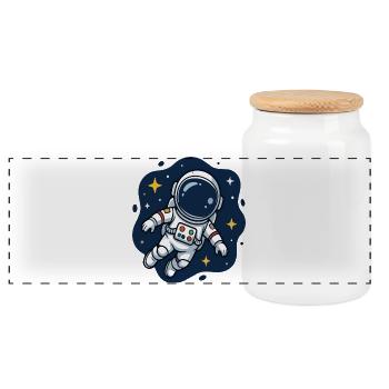 Kosmischer Astronaut in der Sternennacht - Panorama Keksdose mit Holzdeckel - Weiß - Vorne