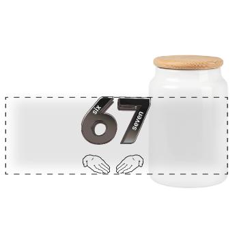 Six Seven 6 7 Lustige 67 Gen Alpha Slang - Panorama Keksdose mit Holzdeckel - Weiß - Vorne