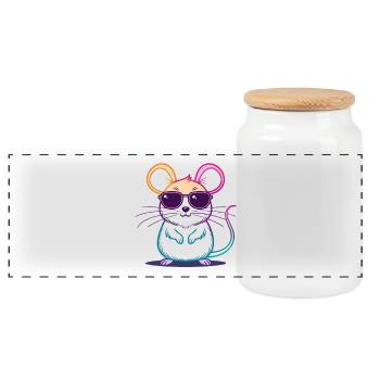 Regenbogen-Maus-Brille - Panorama Keksdose mit Holzdeckel - Weiß - Vorne