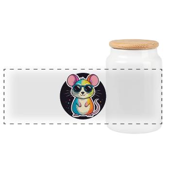 Regenbogen-Maus-Brille - Panorama Keksdose mit Holzdeckel - Weiß - Vorne