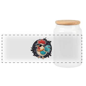 Rooster Stylish Retro-Brille - Panorama Keksdose mit Holzdeckel - Weiß - Vorne