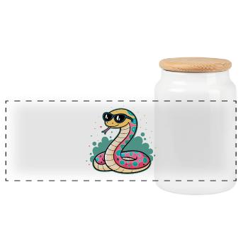 Serpent coloré lunettes soleil - Boîte à biscuits avec couvercle en bois - blanc - Devant