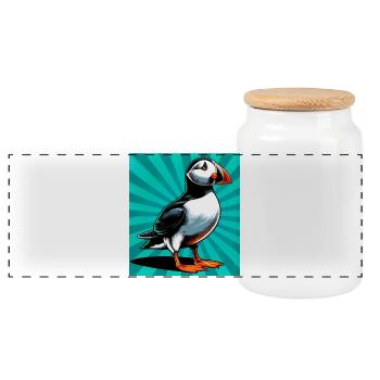 macareux - Boîte à biscuits avec couvercle en bois - blanc - Devant