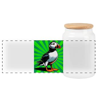 macareux - Boîte à biscuits avec couvercle en bois - blanc - Devant