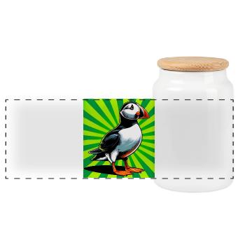 macareux - Boîte à biscuits avec couvercle en bois - blanc - Devant