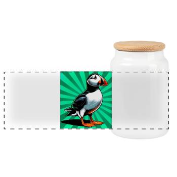 macareux - Boîte à biscuits avec couvercle en bois - blanc - Devant